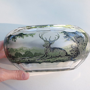 Amazing acid cut cameo bowl, monochrome, not signed - Art Glass