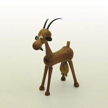 Donkey, Bull and Goat wooden figurines (Spain, 1960s) - Animals