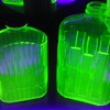 2 Green Uranium Glass Refrigerator Water Bottles