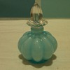 Vintage Fenton Blue Overlay Melon Shaped Perfume with Stopper