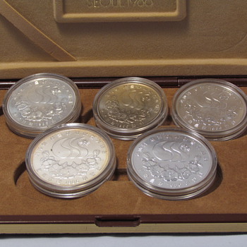 Silver coins sale,1986 Seoul Asian Olympic Games 4 Silver 90% coin Set - World Coins