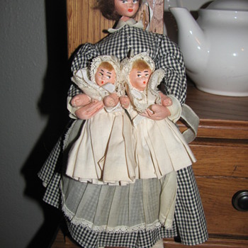Antique Nursemaid or Nanny with twins. - Dolls