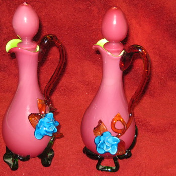 Pair of Cruets Probably English - Art Glass
