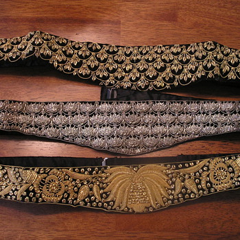 Grandmas Ornate dress belts, gold and silver 