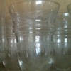 Etched, bellshaped (juice?) glassses