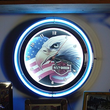 Harley-Davidson...Neon Clock...Patriotic