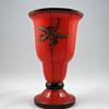 Red Tango vase with enameled design