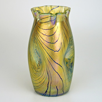 Kralik Blue over Gold Decor, circa 1900...NOT Loetz - Art Glass