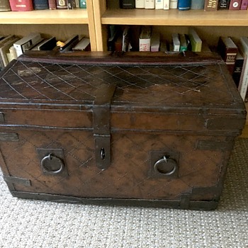Antique leather covered Indian Trunk - Furniture