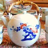 Japanese tea set with bird and flowers,