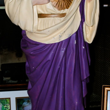 This is my latest amazing thrift store find. A Sacred Heart Christ Statue made by Daprato!