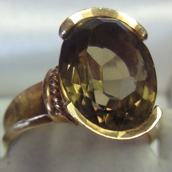 Vintage 18 K gold Smokey Topaz ring - Fine Jewelry
