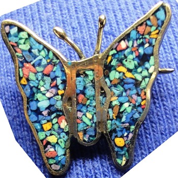 Three Mexican Silver Mosaic butterfly brooches - Fine Jewelry