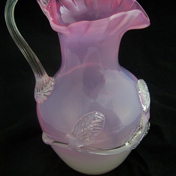 Stevens Williams Pink Opalescent Applied Glass Pitcher - Art Glass