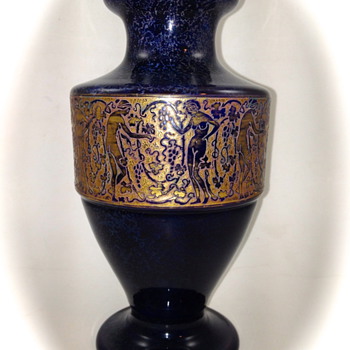 Moser Lithyalin-type Vase with Oroplastic Decoration, ca. 1929, designed by Heinrich Sattler - Art Glass