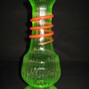 Kralik Uranium Ribbed Glass Vase with Red Applied Coil Czechoslovakia