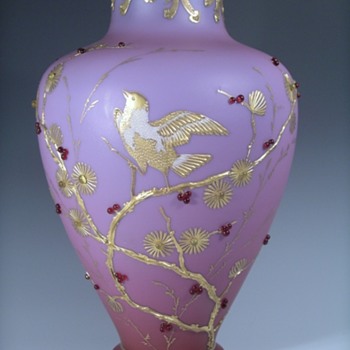 Early Loetz Alpenrot Enamelled Jewelled Vase, Ca 1893 - Art Glass
