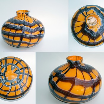 Kralik Webbed Ball Vase - Art Glass