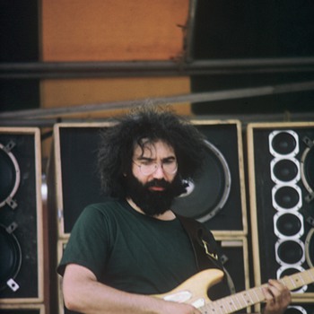 jerry at watkins glen with his alligator guitar.the one gram nasn gave him. - Photographs