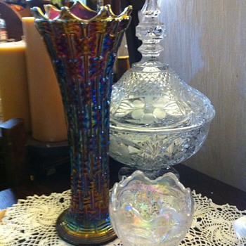 carnival glass?..blown glass ashtray