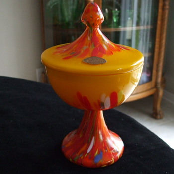 ROYAL ART GLASS label on Kralik?- TANGO Covered Candy Dish - Art Glass