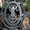 antique singer sewing machine table with glass top dated 1884