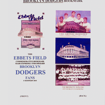 Ebbets Field/Brooklyn Dodgers commemorative bookmark