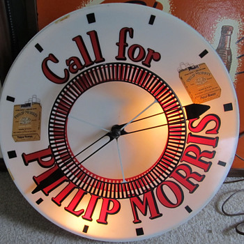 CALL FOR PHILLIP MORRIS CLOCK WITH SPINNER - Tobacciana