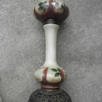 Oil lamp bone china and brass - Lamps