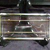 Square Glass Condiment Relish Dish on Metal Tray