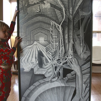 Amazing 70's Surreal original Charcoal artwork - Posters and Prints