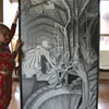 Amazing 70's Surreal original Charcoal artwork
