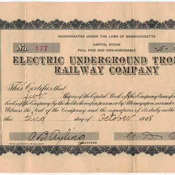 1908 - Electric Railway Company Stock