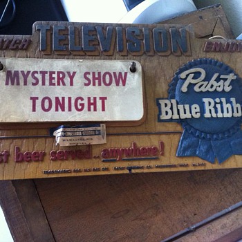 PBR What's on Television Sign - Breweriana
