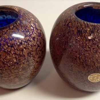 Avventurina Glass Vases Murano Italy - Art Glass