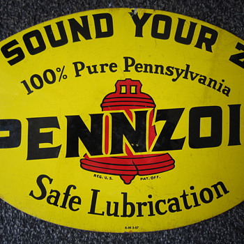 1957 Pennzoil Motor Oil Sound Your Z Two Sided Steel Sign