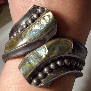 Sterling Taxco clamper bracelet.