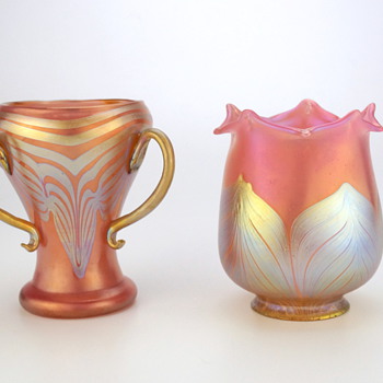 Loetz Phänomen Genre Shade and Vase..not twins but cousins? - Art Glass
