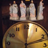 Antique German Floor Clock backdrop St. George Slaying Dragon