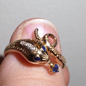 14K Sapphire And Diamond Snake Ring - Fine Jewelry