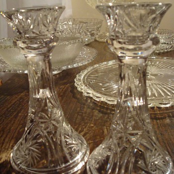 EAPG Candlesticks and Pitcher