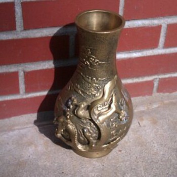 Asian Brass Dragon Vase