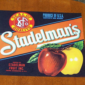 (NOS) New Old Stock - Stadelman's Apples Fruit Crate Label 
