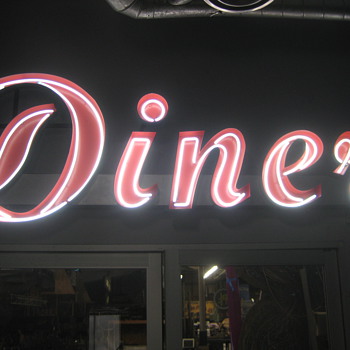 Vintage 1950's Restored Neon DINER sign Aluminum channel GORGEOUS Antique - Signs