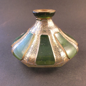 Bohemian Lištované sklo Molded Beaded Perfume Bottle - Art Glass