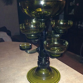 My green glass something, I call it a serving tree - Glassware