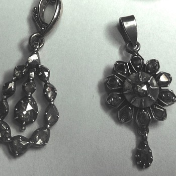 Gold silver set rose cut diamonds pendants