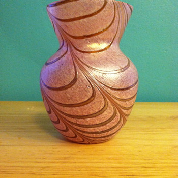 Pink Swirl Art Glass Vase - Art Glass