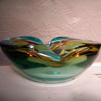 Large Sommerso geode bowl Flavio Poli - Art Glass