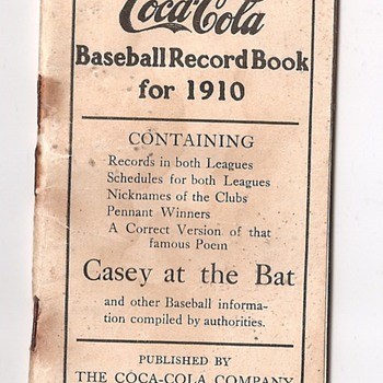 1910 coca-cola baseball record book - Coca-Cola